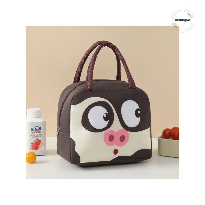 Bolsa Térmica Infantil con Cerdo de Dibujos Animados, Oxford, Portátil