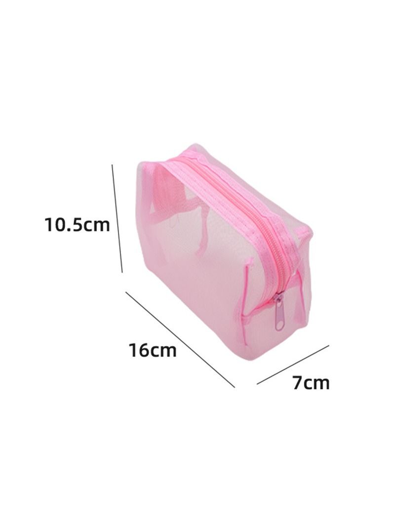 Neceser de Malla Rosa para Labial, Audífonos y Cables