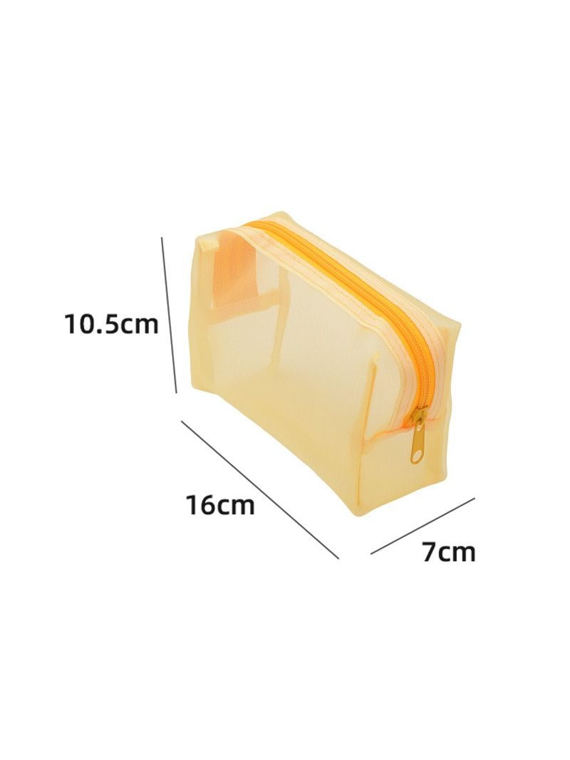 Желтый сетчатый косметичка для путешествий 16x10.5x6.5 см